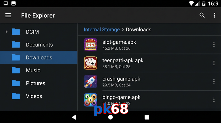 Main screen of Pk68 gameapk page for PK players