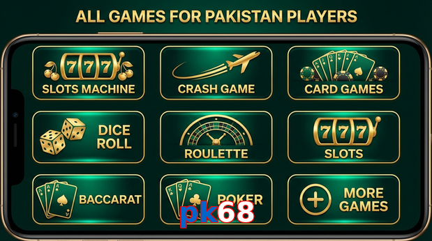 Main screen of Pk68 games page for PK players